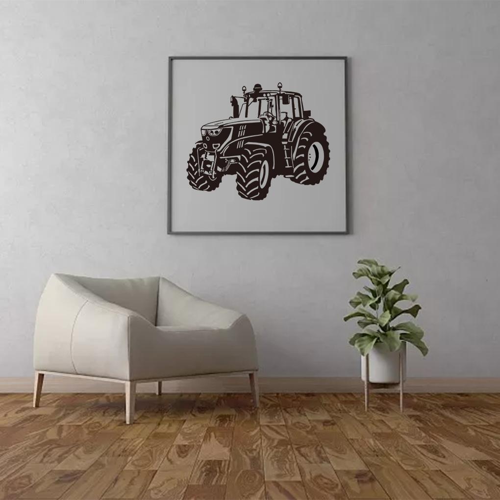 Добавьте индивидуальности в детскую спальню с помощью забавных мультяшных настенных наклеек. Наклейка на стену «Трактор, грузовик, автомобиль». Самоклеящаяся наклейка на стену.