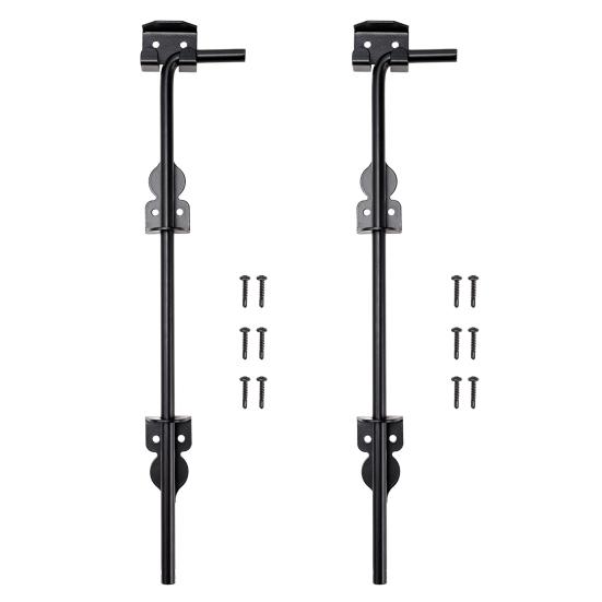 12 Inch Fence Gate Latch Metal Cane Bolt Gate Drop Rod Weatherproof Gate Locks Kit for Wooden Fences Single or Double Gates