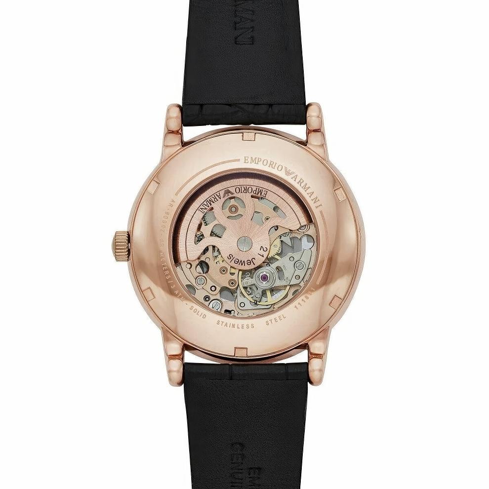 Emporio Armani AR60007 Автоматические мужские часы с черным кожаным ремешком