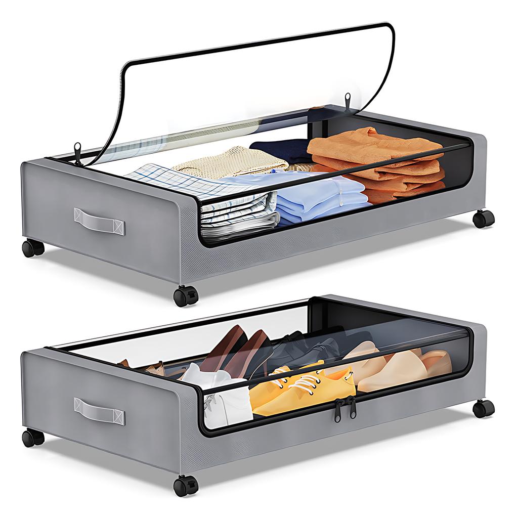 Under Bed Storage Container with Lids and Wheels Multifunctional Home Dorm Clothes Storage Bins