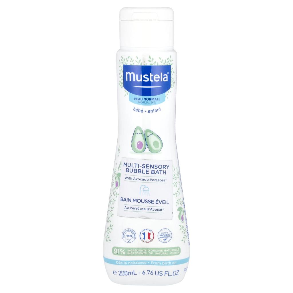 Mustela, Baby, сенсорно-богатая пена для ванны, с авокадо, для нормальной кожи, 6,76 жидких унций (200 мл)