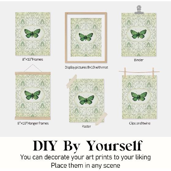 Locomiss Green Christian Wall Art Posters, Vintage Butterfly Bible Verse Prints, pirational Jesus Scripture Art Wall Decor, Botanical Floral Bible