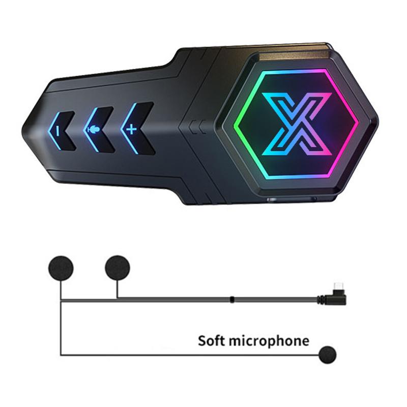 Гарнитура для мотоциклетного шлема, Bluetooth, комплект громкой связи, водонепроницаемые беспроводные наушники с шумоподавлением, 1000 мАч, с окружающим освещением