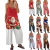 Женский рождественский принтованный комбинезон, свободный, с регулируемыми подтяжками