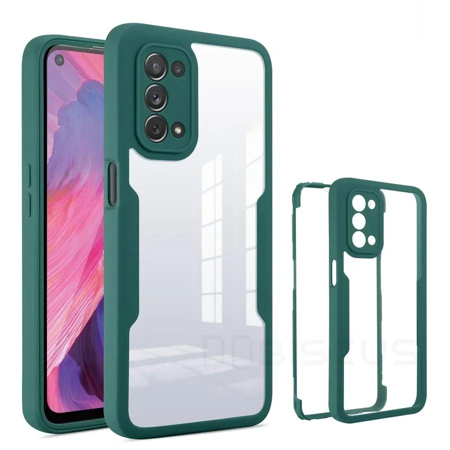 Чехол 3 в 1 с полной защитой 360° для OPPO RENO 13 13Pro 13F 12/FS 4G 5G A3 A3X A40/M A60 A96 A76 A36 4G 5G Акрил+ТПУ Чехол для телефона
