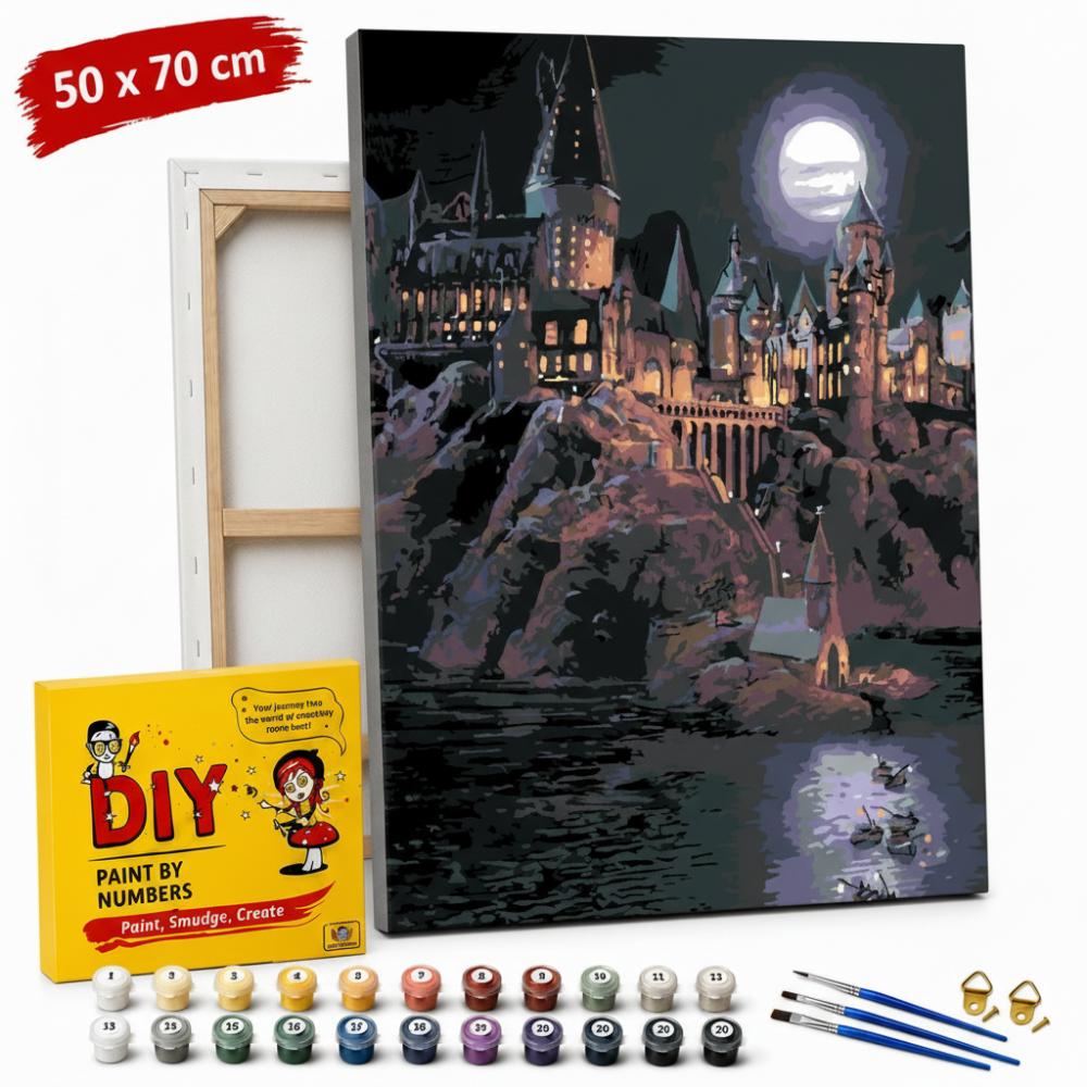 Obraz Do Malowania Po Numerach Z Ramą Hogwart Nocą Harry Potter 50X70 Cm