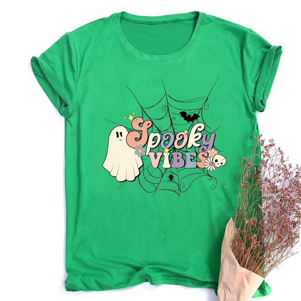 Retro Halloween Spooky Vibes Shirt Funny Halloween Unisex Short Sleeve Shirts Spooky Season TShirts Ghost Unisex Tee Clothes