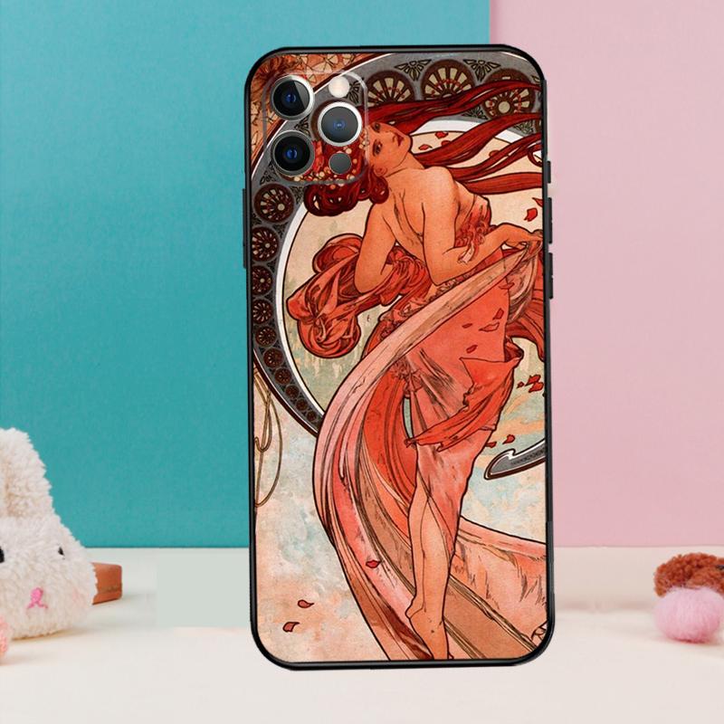 Чехол для телефона с рисунком Альфонса Мухи Для iPhone 16 15 14 13 11 12 Pro Max 12 13 mini XR 15 16 Plus 16e Чехол Coque