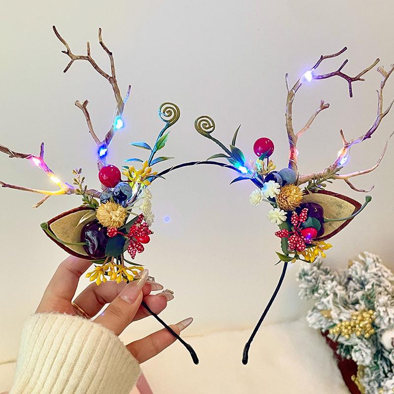 Праздничный ободок с рогами северного оленя и заколка для волос для девочек - Милый праздничный аксессуар в подарок