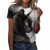 Summer Women's Short Sleeved T-shirt Cute Cat 3D Printed Loose Casual Round Neck Women's Clothing T-Shirts Women’s