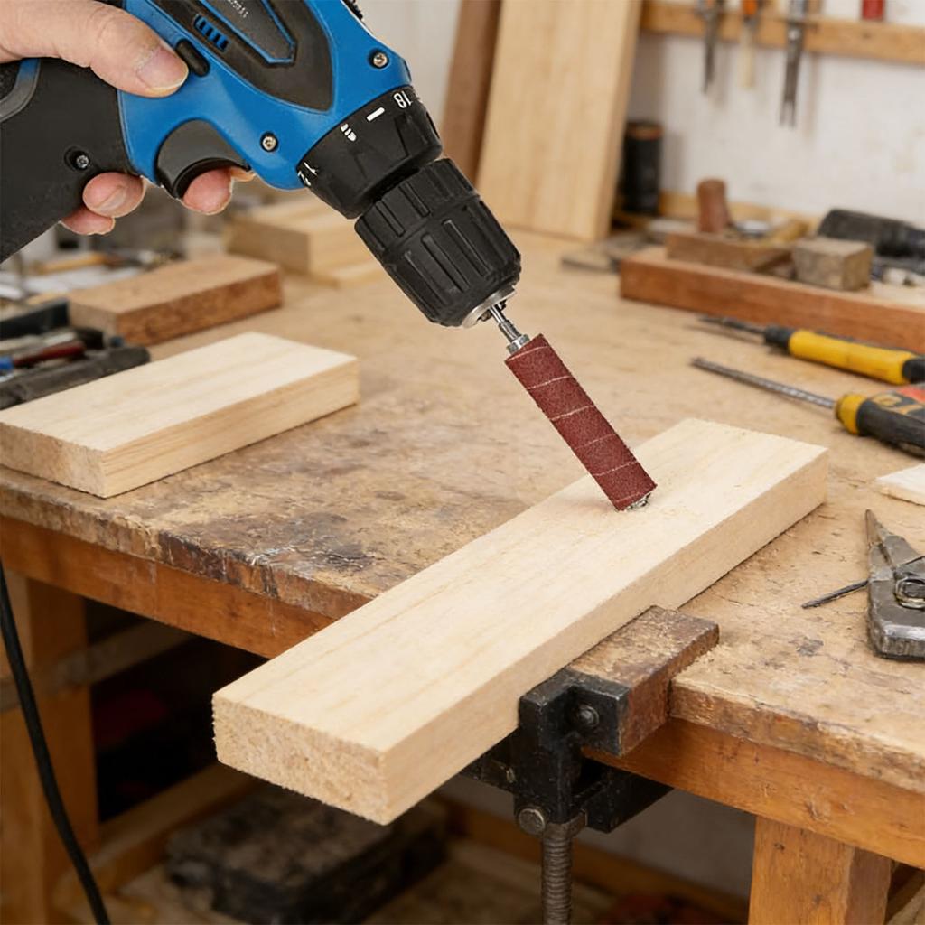 Sanding   Kit   1/4in Shank 1/2in 3/4in 1in 1-1/2in Sanding  s and 80 120 Grit Sleeves for Rotating Tool Electric Drill