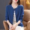 Simple Leisure Grace Lightly Cooked Intellectual Plain Simplicity Button Popularity Knitted Sweater Women's Top Autumn