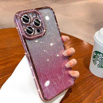 Блестящие стразы Подходит для чехла для мобильного телефона Apple 16pro Волнистый с блестками Порошок iPhone 15 Противоударный Гальваническое защитное покрытие