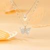 Butterfly Necklace Women's Double-layer Stacked Pendant Light Luxury Niche Design Collarbone Chain Necklace Gift