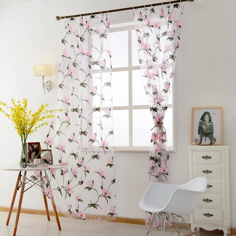 1 PC Floral Jacquard Tulle Living Room Sheer Curtain Elegant Romantic Curtains Home Decor Lozujoju Home Decor