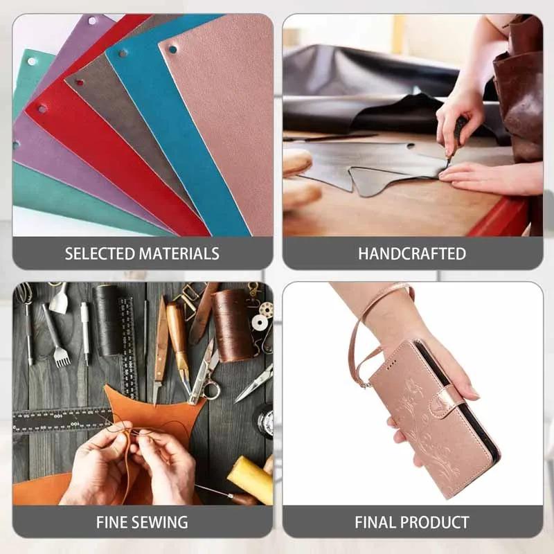 Leather Wallet Card Holder Flip Case for Realme 14 14T 14X 15 15X 15T 16 Note 70 C100 C85 C83 Pro Plus Butterfly Embossed Design