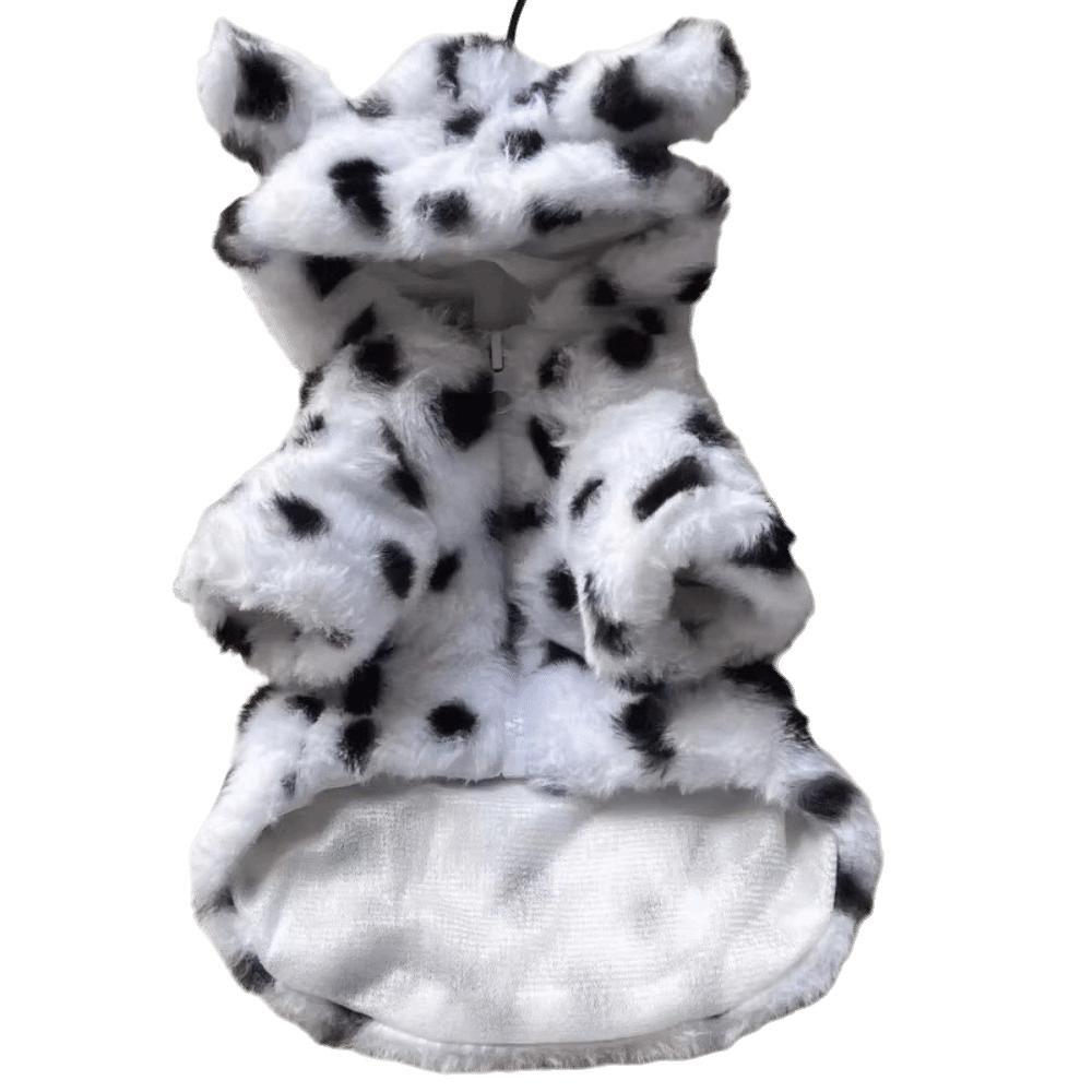Leopard Print Dog Hoodie Thickened Fabric Cat Clothes Pet Hooded Coat  Medium Dog Breeds