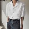 Мужские повседневные рубашки оверсайз с лацканами, короткими рукавами, кисточками, прозрачные, свободного кроя