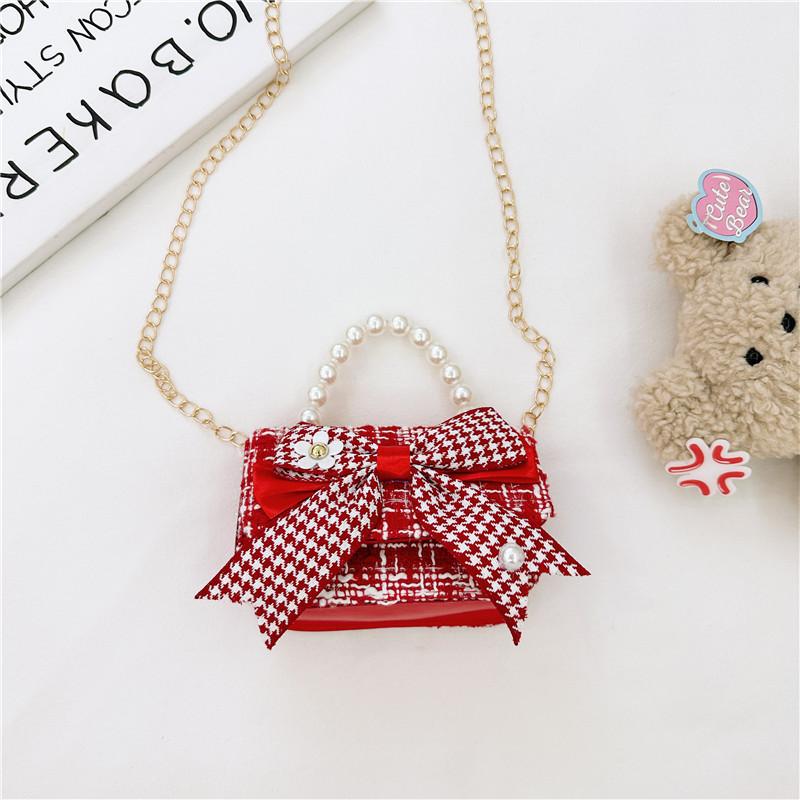 Knot Stylish Butterfly Girls Handbag Pearl Shoulder Bag For Children With Cute Design