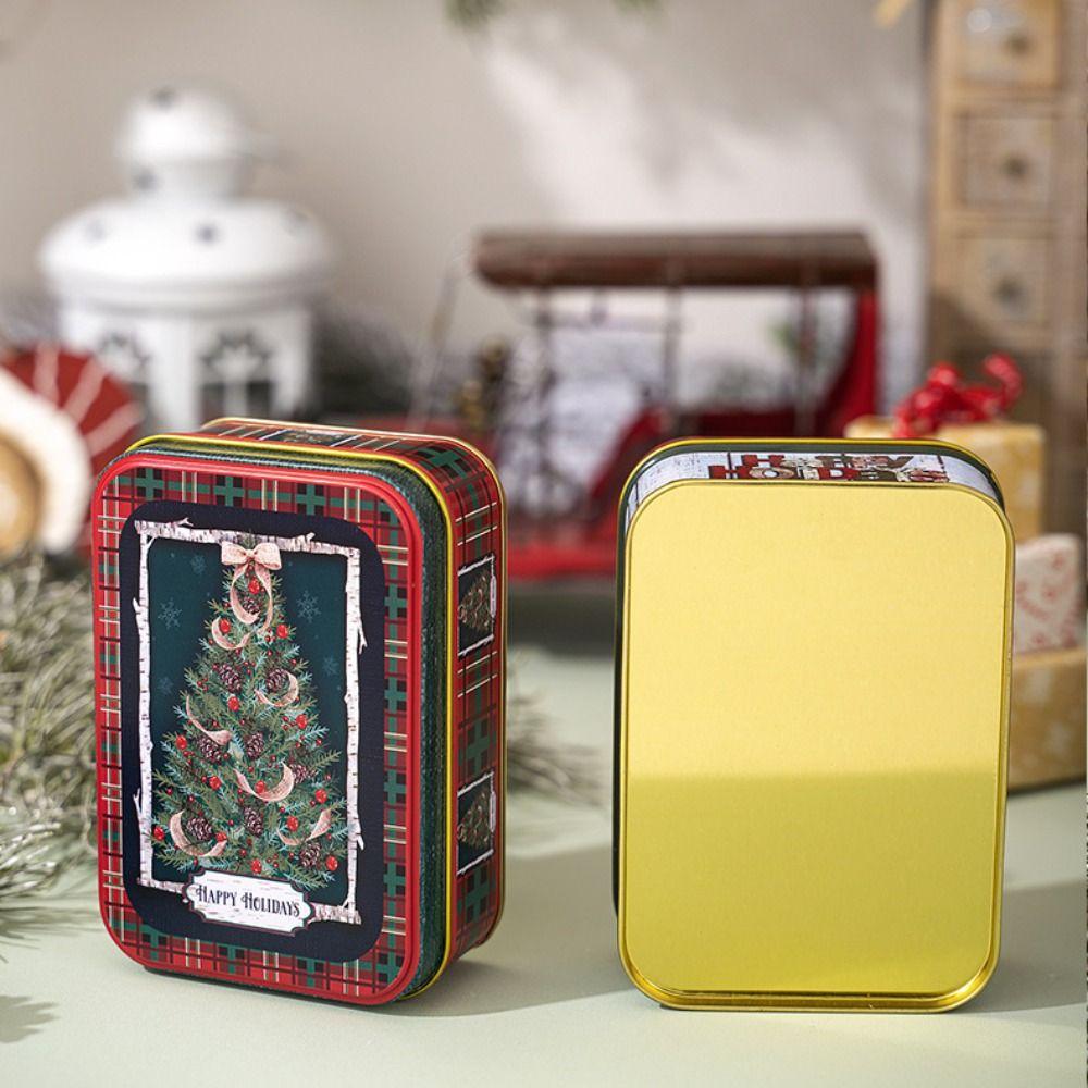 Cute Christmas Tinplate Gift Box Mini Santa Claus Tinplate Box Metal Candy Box Party Favors
