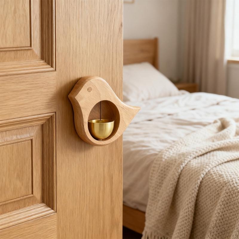Decorative Wooden Bird Shape Magnetic Doorbell Metal Shopkeepers Bells for Refrigerator Entrance Wall Store Door Chimes