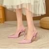 Spring  Brand Women Slingback Sandals Pointed Toe Slip On Thin High Heel Ladies Elegant Pumps Shoes Drss Sandals