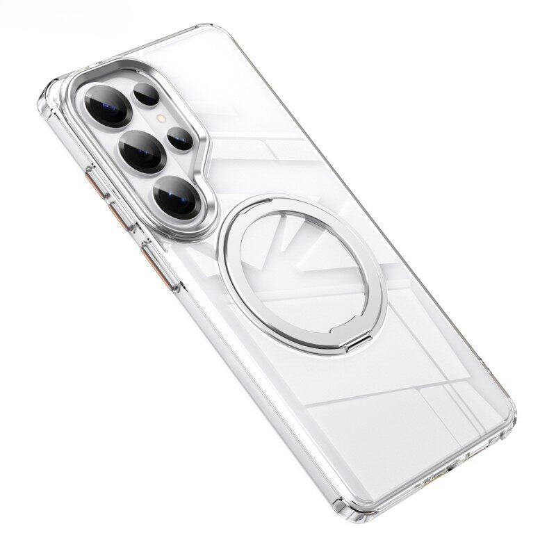 Магнитный чехол-подставка 360° Для Samsung Galaxy S26 Ultra S25 S24 Plus S23 Для Magsafe Прозрачный держатель-подставка Покрытие для беспроводной зарядки