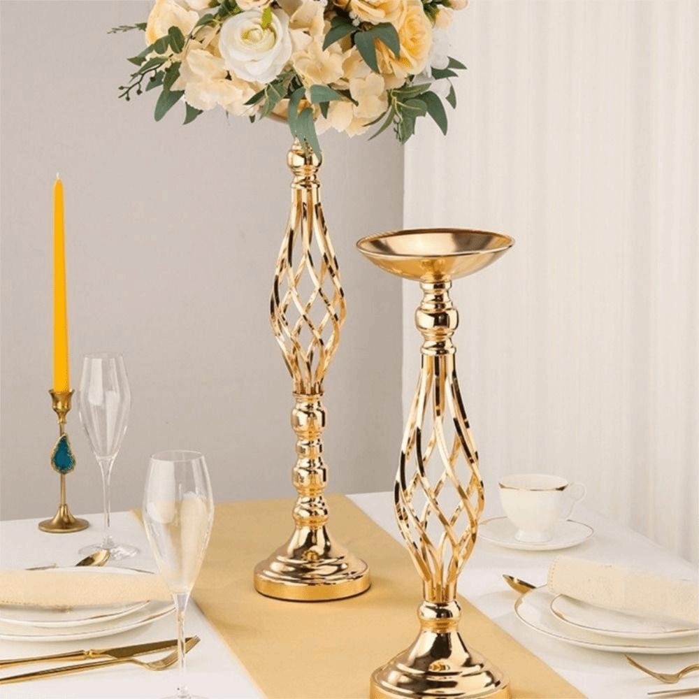 Romantic Golden Flower Stand Vintage Candle Holders Elegant Style Floral Display Rack  Party Dinner