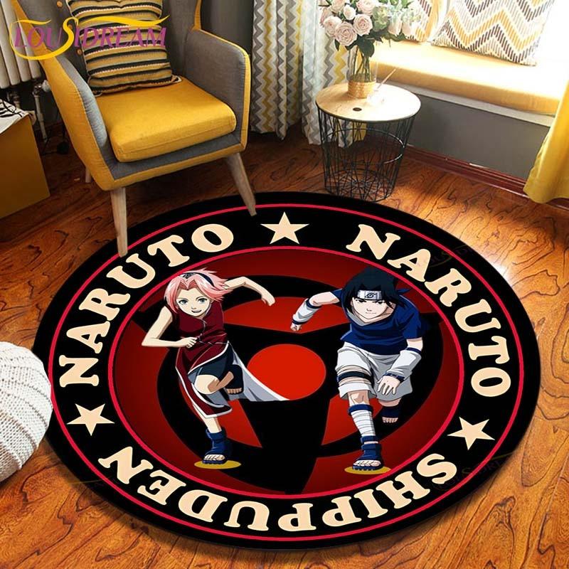 Круглый ковер в стиле аниме «Наруто», напольный коврик для спальни, фланелевый ковер с животными, противоскользящий детский игровой коврик, декоративные коврики для детской комнаты