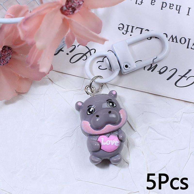 5 шт. милый мультяшный бегемот Moodeng кулон брелок новинка креативный бегемот брелок изысканный рюкзак украшения аксессуары подарки