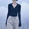 Повседневные вязаные топы с длинными рукавами, зимняя тонкая однотонная одежда, модный пуловер с отложным воротником, осенний трикотаж, женский свитер 28402