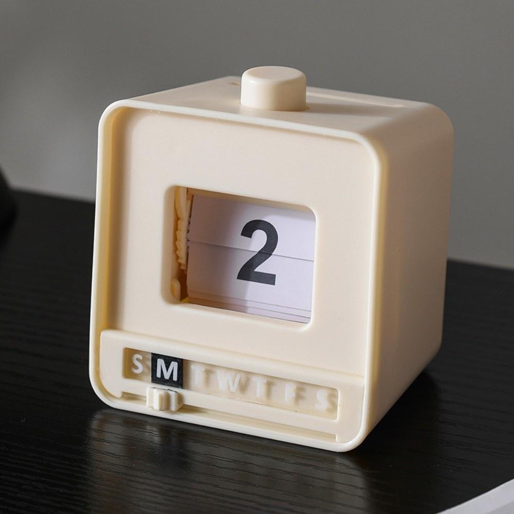 Manual Date Display Perpetual Calendar Push Flip Mechanism Mechanical Calendar  Desk Ornament