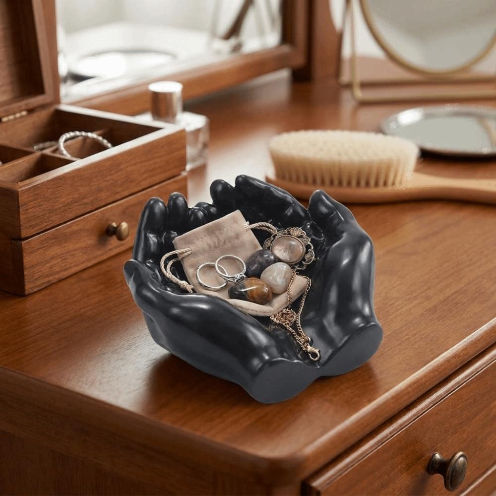 Resin Hand Shaped Key Tray Decorative Key Storage Tray Palm Ornament Cupped Hands Tray Bedroom