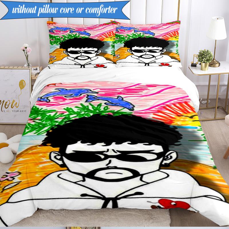 Bad Bunny Collage 3pcs K-pop music group Bedding set,Ideal for Bedroom, Dormitory,Including Duvet Cover And 2pcs Pillowcases,Fan gifts