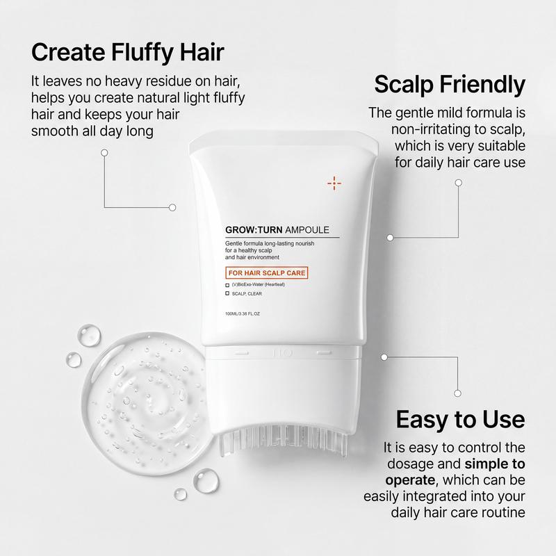 Fluffy Hair Serum With Built-In Brush Nourishing Scalp Hydrate Strengthening Volumizing Essence Korean Hair Care Scalp Massager