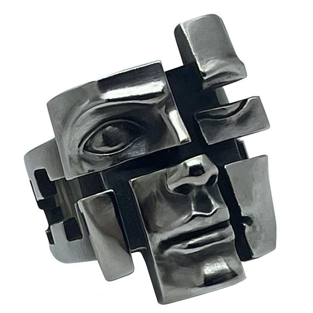 Многогранные кольца-маски в стиле ретро, прочные кольца из цинкового сплава, ювелирные изделия, идеально подходящие для молодых законодателей моды и любителей искусства