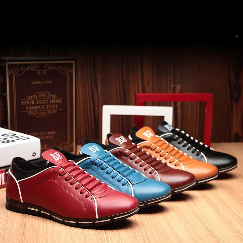 Весенне-осенняя новая мужская обувь, повседневные кроссовки, модная однотонная кожаная обувь, деловая спортивная обувь на плоской подошве с круглым носком, легкая дышащая обувь