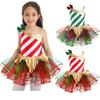 Kids Girls Stylish Dance Clothing Stage Performance Mesh Tutu Dress Christmas Carnival Cosplay
