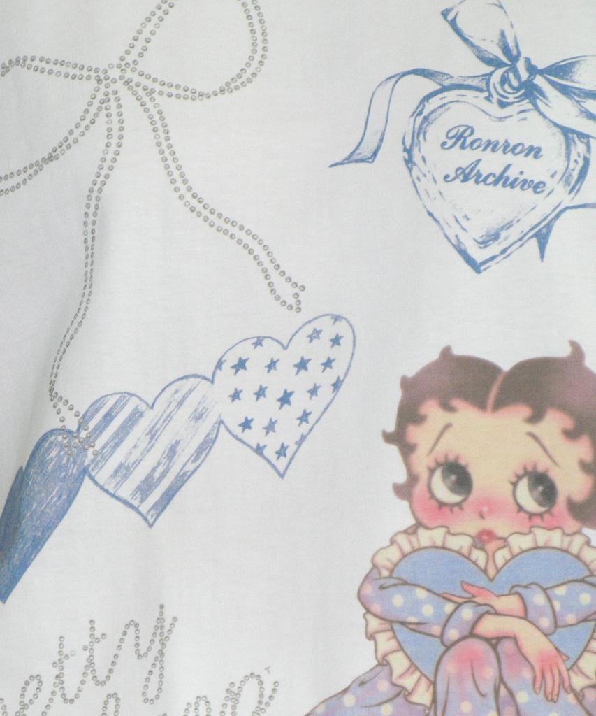 Ronron Betty Boop Мечтательная Лента Свободная Футболка Белая