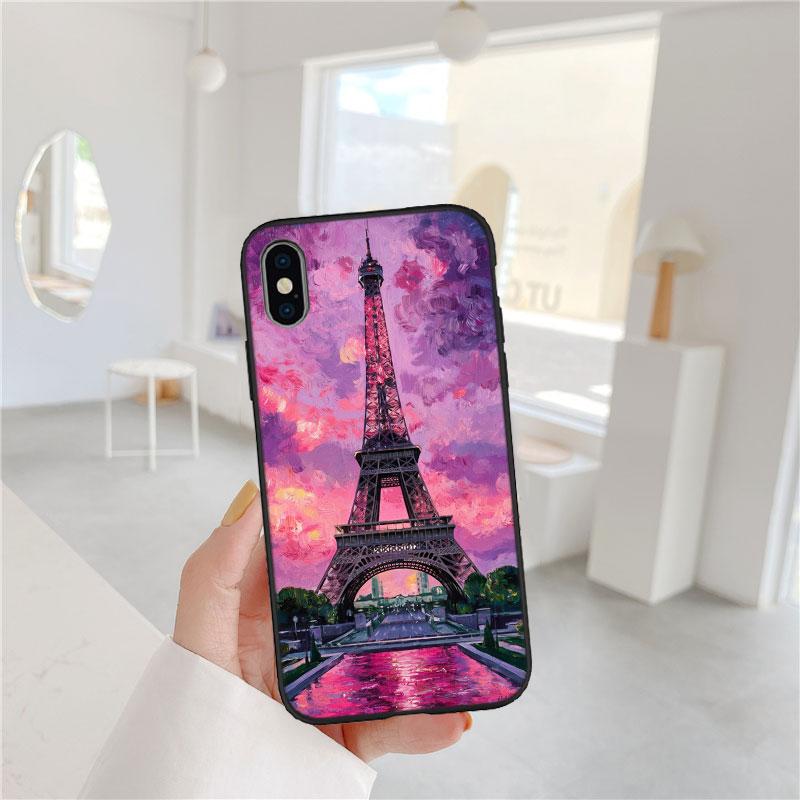 BF87 Париж Эйфелева башня Мягкий чехол для телефона iPhone 16 15 14 13 12 Pro Max Plus Mini