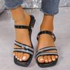 Fashion Women Summer Rhinestone Flat Sandals 2024 New Fashion Gold Square Toe Casual Slippers Woman Outdoor Non Slip Beach Slides Shoes