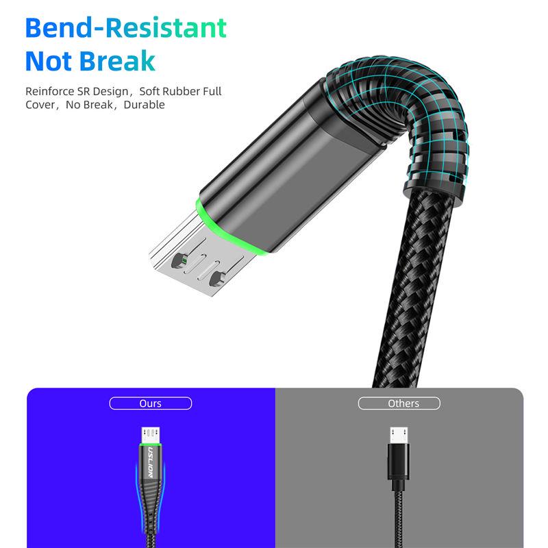 Кабель светодиодный, для быстрой зарядки мобильных телефонов Android, через Micro USB для Samsung, Huawei, Xiaomi