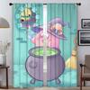 Kawaii Cartoon K-KirbyS Window Curtain for Room 2 Panel Partition Warnings for Bedroom Halloween Decoration Living Kitchen Child