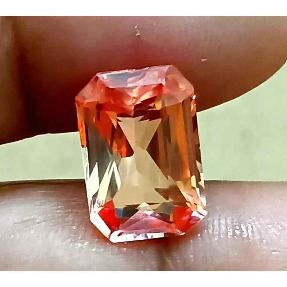8-10 Ct Natural Padparadscha Sapphire Emerald Cut Beautiful Certified Gemstone