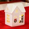 Yousheng Christmas Mini Village House Figurine LED Lighted Winter Resin Town Cottage Tiny Desktop White House Ornament for Home Shelf Cabinet Table