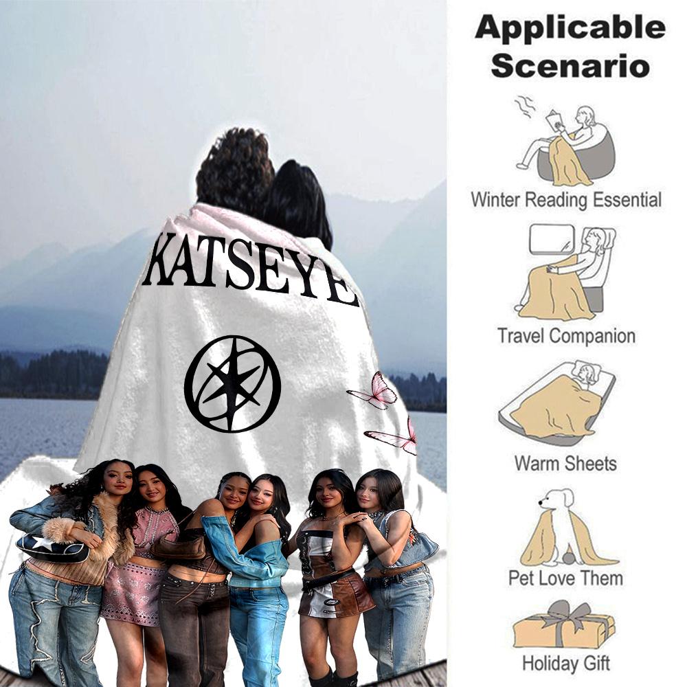 Katseye Fashion Butterfly Flannel Blanket Super Soft Warm Cozy Blanket For Sofa Bed Office Travel Allseason Home Decor Gift