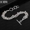925 Sterling Silver Multi Chain Smooth Bead Bracelet Fashionable Wedding Jewelry