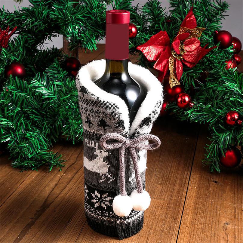 Christmas Fur Ball Knitting Wine Set Atmosphere Decoration Items ARI
