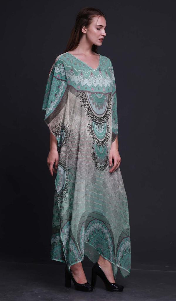 Phagun Floral Mandala Beach Kaftan Bikini Cover up Womena s Maxi Dress Long