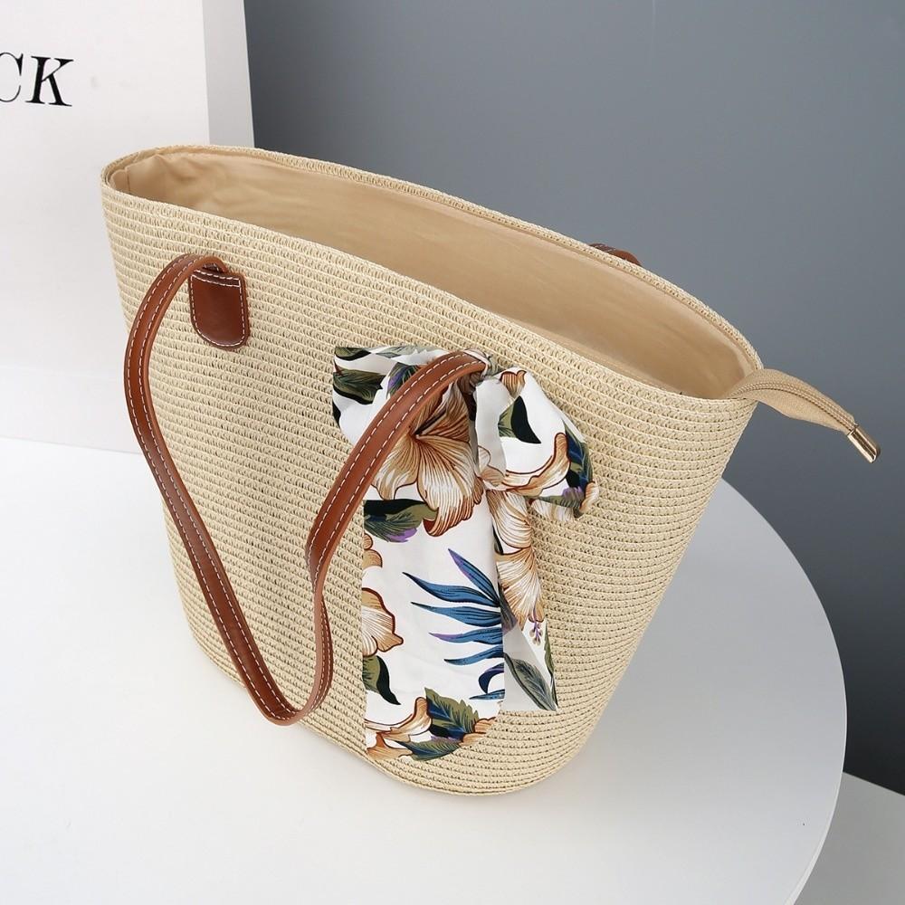 Sun Protection Straw Beach Hat Large Capacity Tote Bag Portable Beach Bag  Travel Outdoors